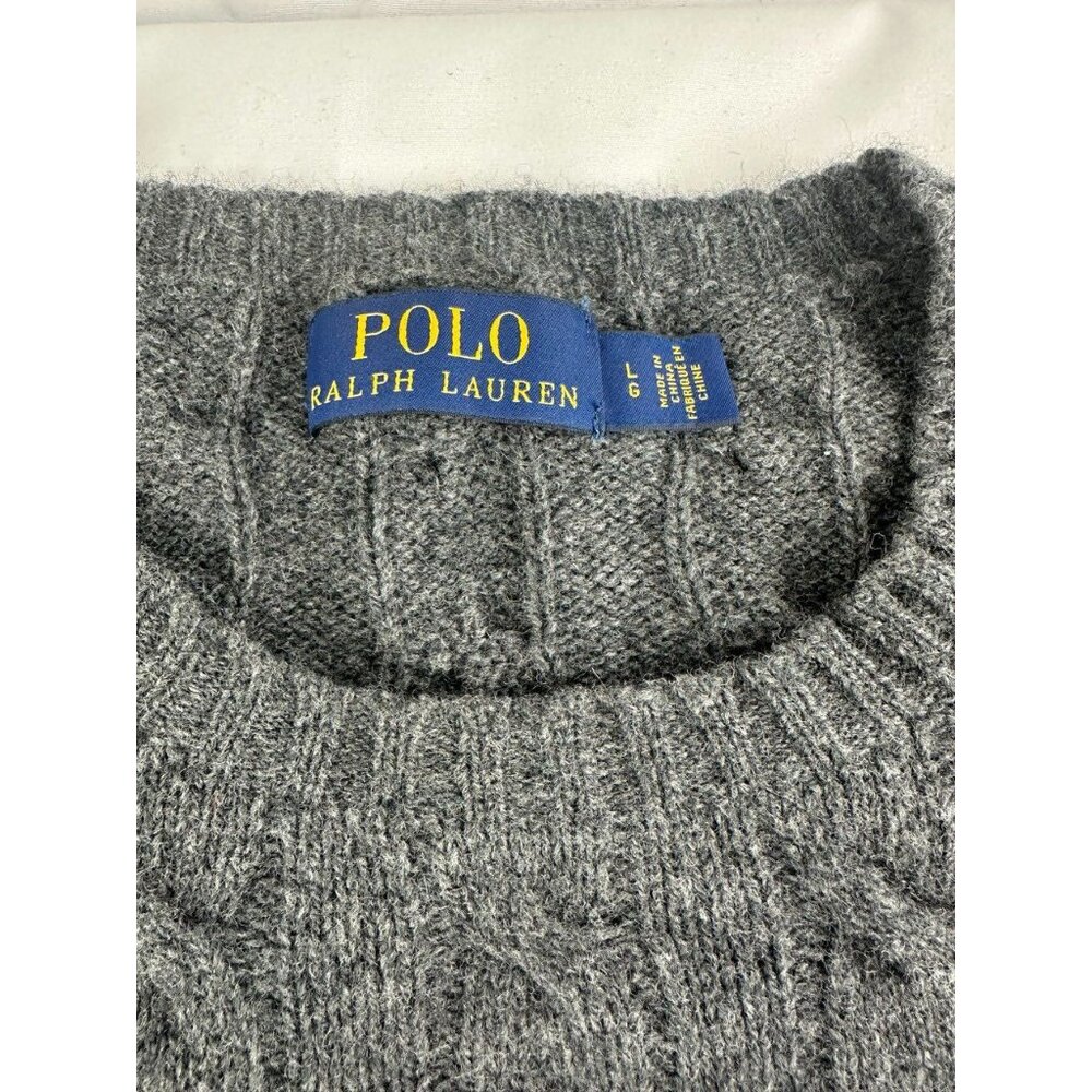 POLO RALPH LAUREN Mens Gray 100% Cashmere Cable Knit Crewneck Sweater sz.L - Picture 4 of 7